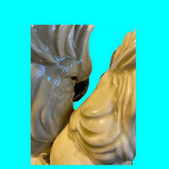 Vintage Cockatoo Lovebirds by Meiselman Imports Italy Light Green Glaze - Picture 9 of 14